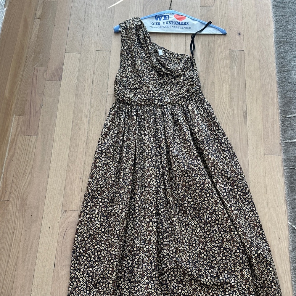 Matteau Black and Gold One Shoulder Dress